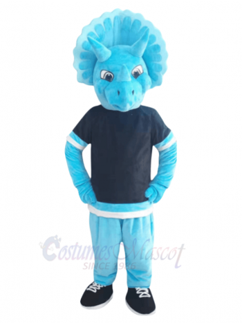 Sparkling Blue Triceratops Mascot Costume Animal