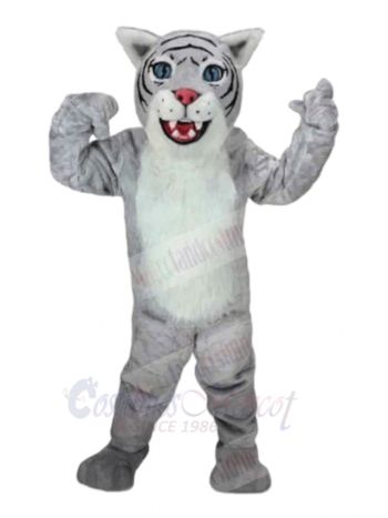 Cute Gray Wildcat Mascot Costume