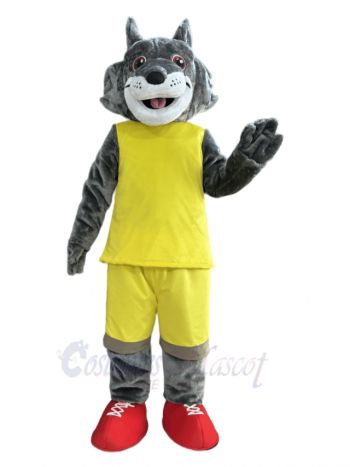 Sport Wolf in Yellow Clothes Mascot Costume Animal