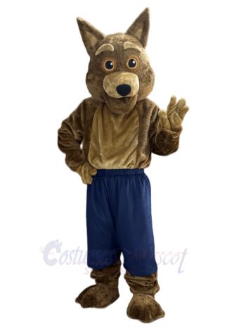 Coyote in Blue Pants Mascot Costume Animal