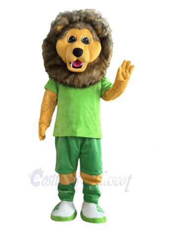 Lion in Grass Green T-shirt Mascot Costume Animal