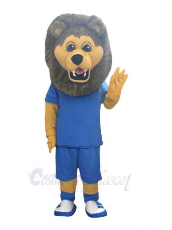 Sport Lion in Blue T-shirt Mascot Costumes