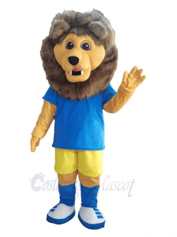 Lion in Royal Blue T-shirt Mascot Costume Animal