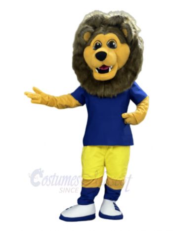 Lion Mascot Costume Animal in Royal Blue T-shirt