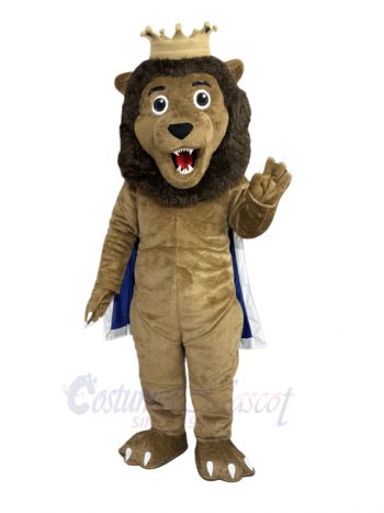 King Lion in Dark Blue Cape Mascot Costume