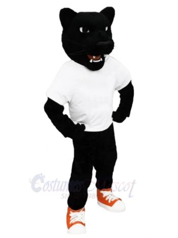 Black Panther Mascot Costume Animal with Orange Shoes