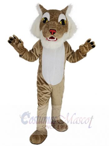 Brown Wildcat Mascot Costume Animal with Red Nose