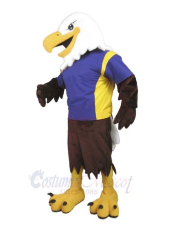 Sporty Eagle with Blue Shirt Mascot Costumes