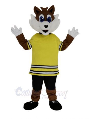 Sport Fox in Yellow T-shirt Mascot Costume Animal