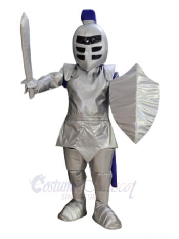 Knight with Purple Cape Mascot Costume People