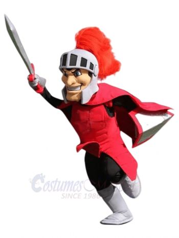 Spartan Knight with Red Suit Mascot Costume