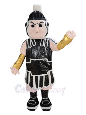 Spartan in Black Armour Mascot Costume People