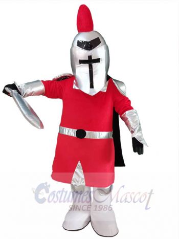 Crusader Knight in Black Cloak Mascot Costume People