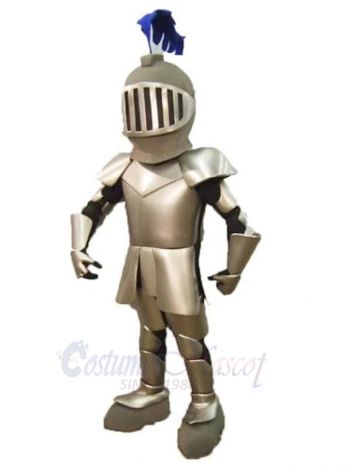 Knight in Silver Armor Mascot Costume