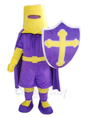 Purple and Yellow Knight Mascot Costume People