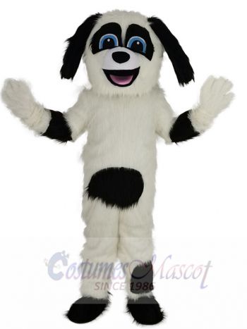 Black and White Sheepdog Mascot Costume Animal with Blue Eyes