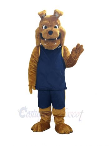 Bulldog in Navy Blue Jersey Mascot Costume