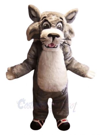 Grey and White Wildcat Mascot Costume