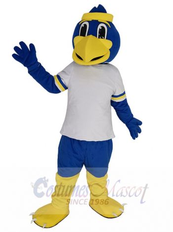 White Jersey Sport Blue Bird Mascot Costume Animal