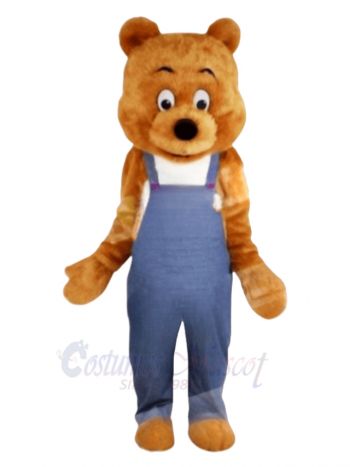 Brown Bear in Overalls Mascot Costumes