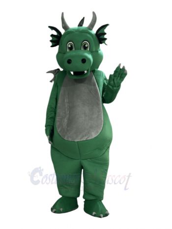 Green Dragon with Gray Belly Mascot Costume