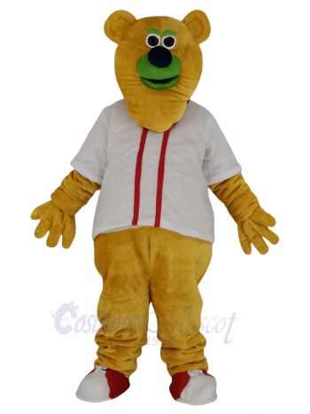 Orange Bear in White T-shirt Mascot Costume Animal