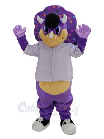 Purple Triceratops Dinosaur Mascot Costume Animal