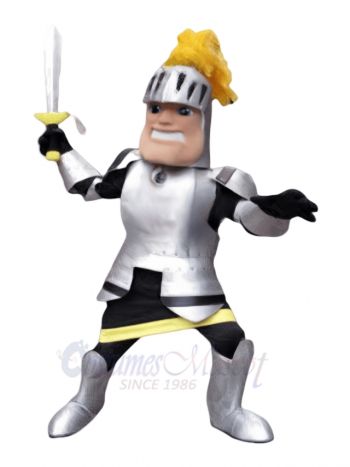 Silver Knight Mascot Costume Adult