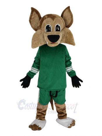 Coyote Wolf in Green Tracksuit Mascot Costume Animal