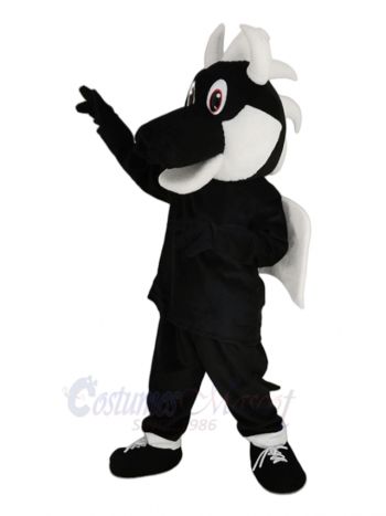 Black and White Dragon Mascot Costume Animal