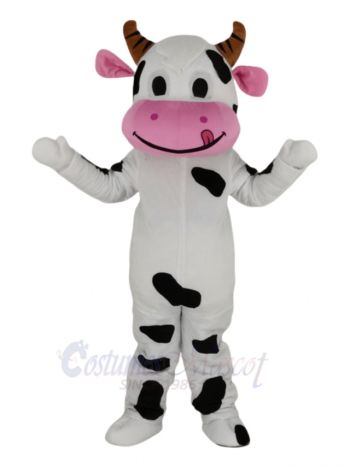 Cute Cow with Pink Mouth Mascot Costume Animal