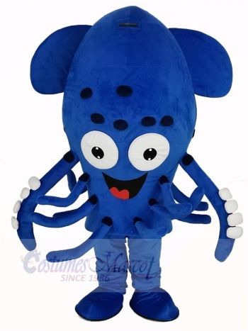 Blue Squid Fish Aquarium Mascot Costume Ocean