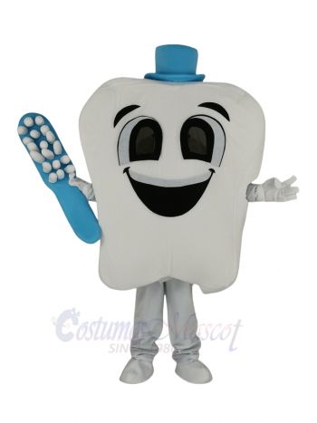 Tooth with Blue Hat Mascot Costume