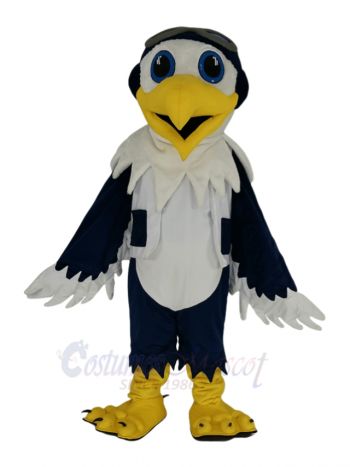 Blue and White Eagle Ace Pilot Bird Mascot Costume Animal