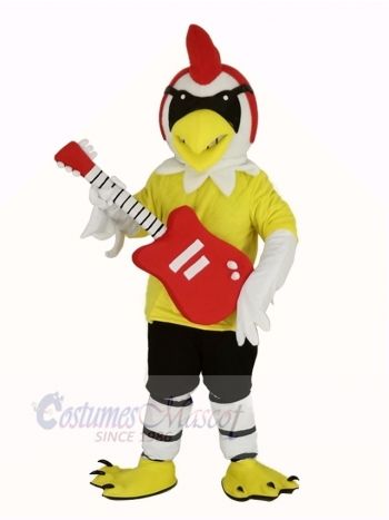 Rooster with Guitar Mascot Costume Animal