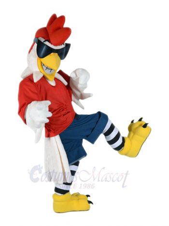 Chicken Rooster with Glasses Mascot Costumes