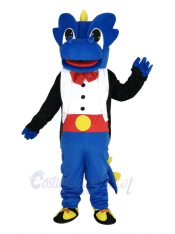 Blue Dragon in Black Tuxedo Mascot Costume Animal