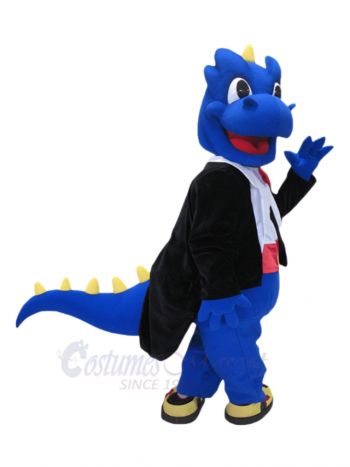 Blue Dragon in Black Tuxedo Mascot Costumes