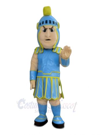 Light Blue and Golden Spartan Mascot Costume People