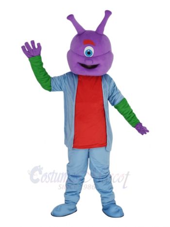 Alien with Purple Head Mascot Costume