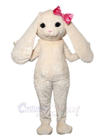 White Rabbit with Pink Bow Mascot Costumes