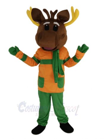 Deer in Orange Clothes Mascot Costume Animal