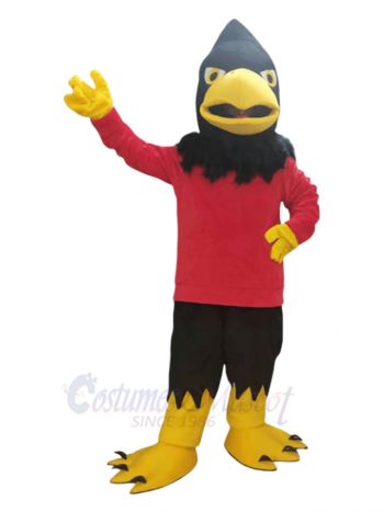 Black Eagle in Red Shirt Mascot Costume Animal