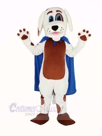 White Dog with Blue Cape Mascot Costume Animal