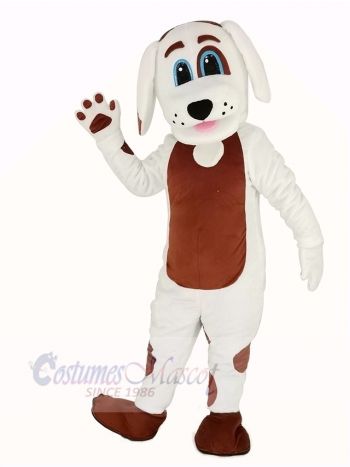 White Dog with Brown Belly Mascot Costume Animal