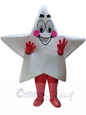 Smiley White Star Mascot Costume