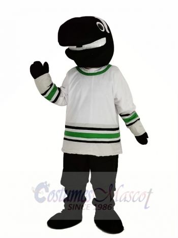 Whale Player in White T-shirt Mascot Costume Ocean