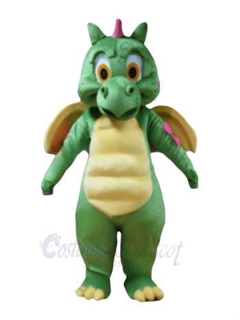 Green Dragon with Yellow Wings Mascot Costumes