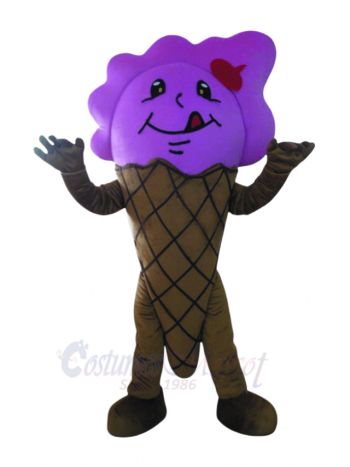 Purple Ice Cream Cone Mascot Costume Dessert