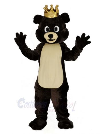 Dark Brown King Bear Mascot Costume Animal